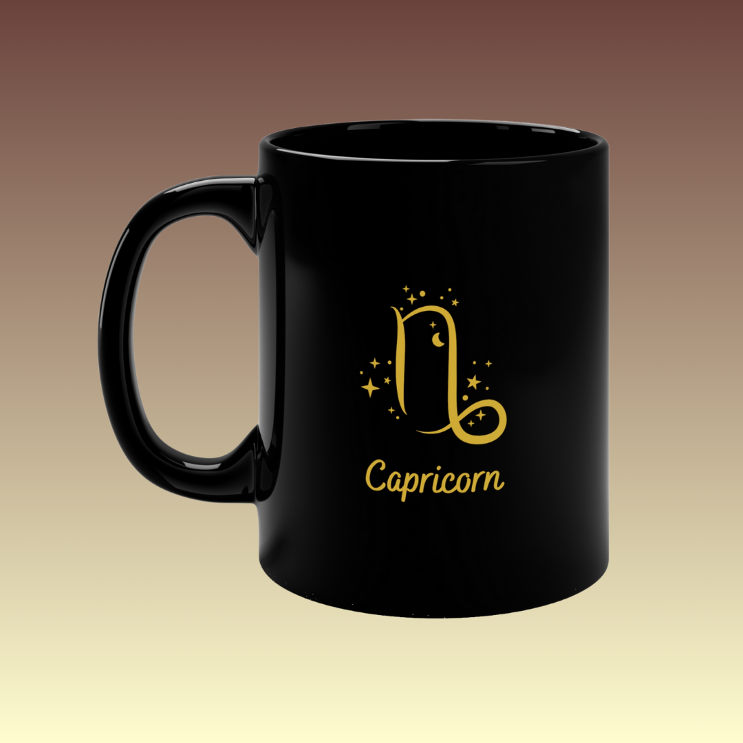 Capricorn Zodiac Black Coffee Mug