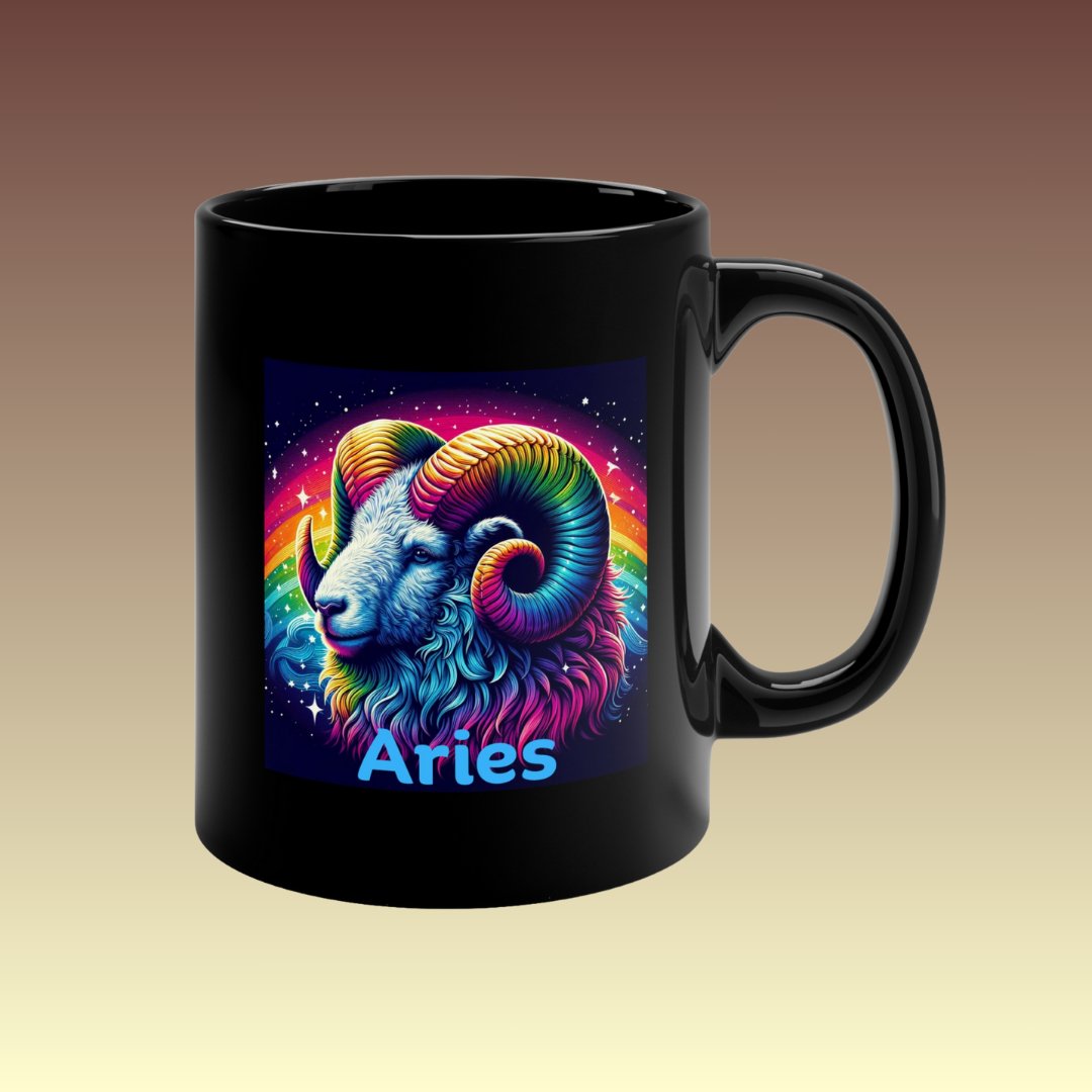 Aries The Ram Black Coffee Mug - Coffee Purrfection