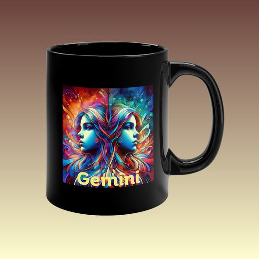 Gemini Twins Black Coffee Mug - Coffee Purrfection