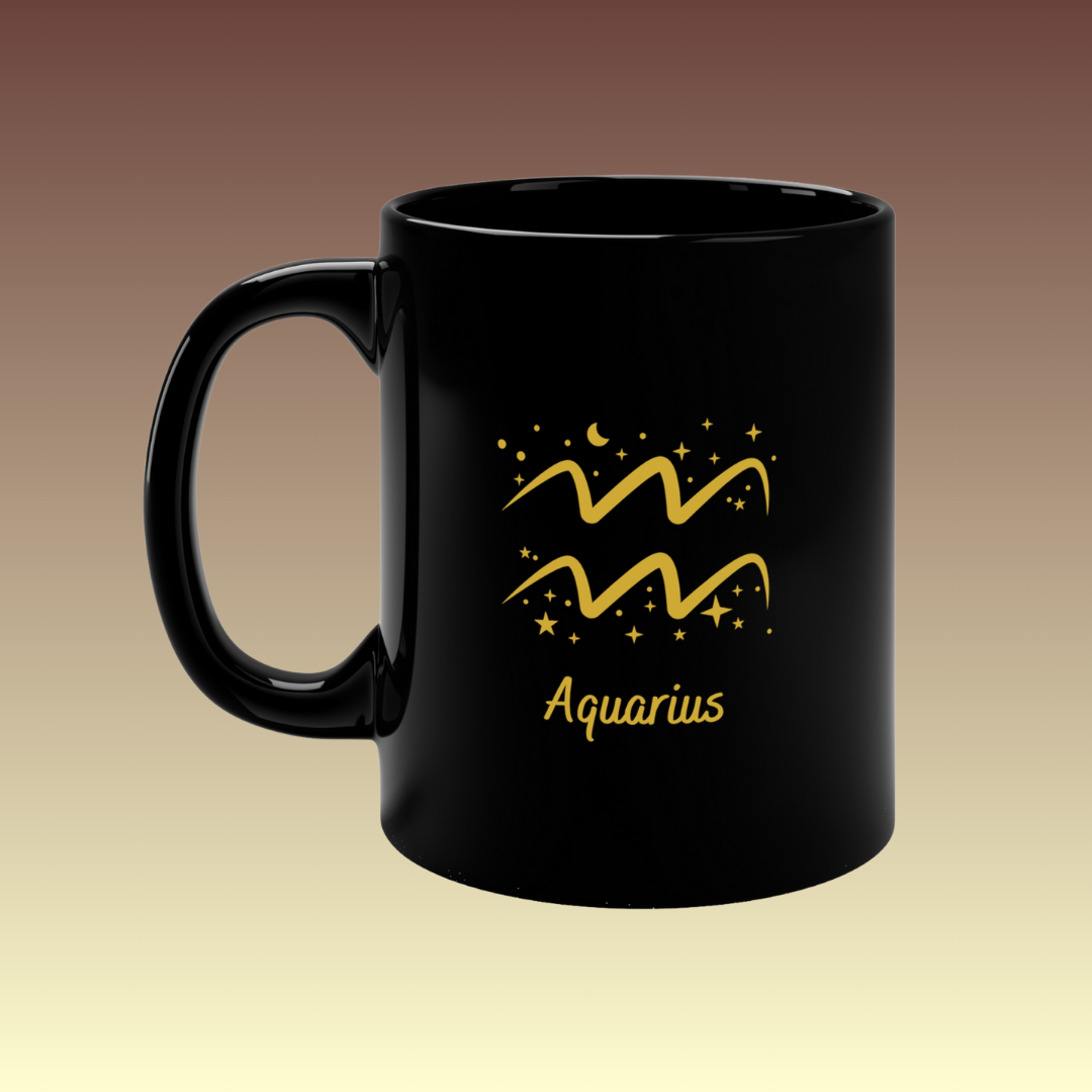 Aquarius Zodiac Black Coffee Mug