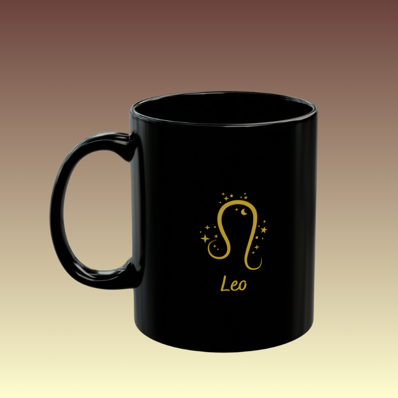 Leo Zodiac Black Coffee Mug