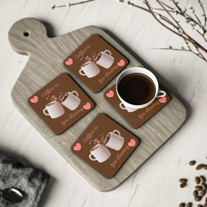 Coffee Is For Sharing Coffee Coaster Set - Coffee Purrfection