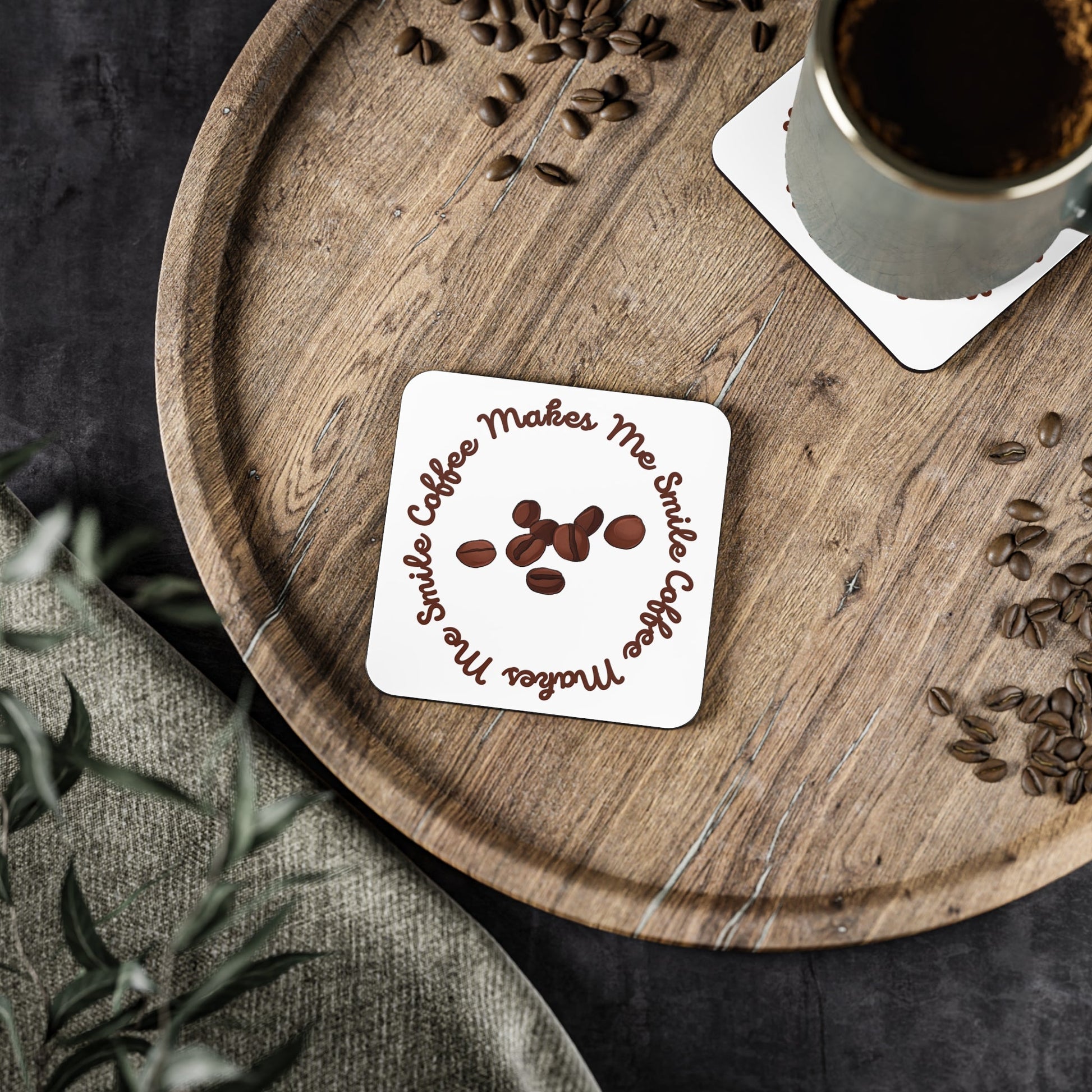 Coffee Makes Me Smile Coffee Coaster Set - Coffee Purrfection