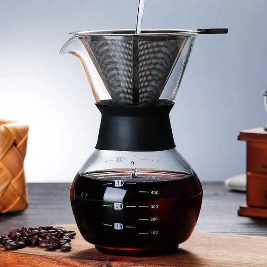 Glass Coffee Kettle with Stainless Steel Filter - Coffee Purrfection