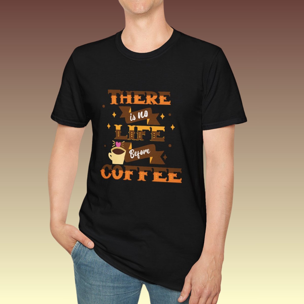 Black There Is No Life Before Coffee Tee 