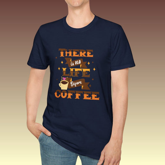 Navy There Is No Life Before Coffee Tee 