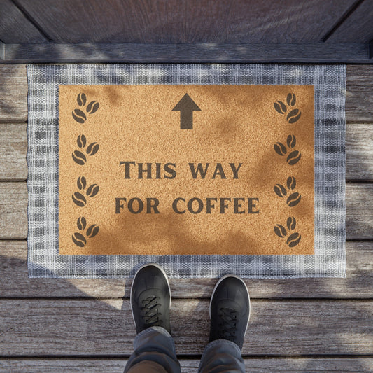 This Way For Coffee Doormat - Coffee Purrfection