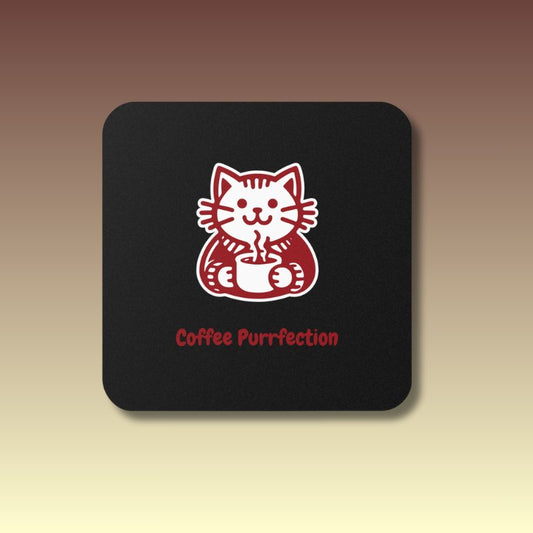 Black Coffee Purrfection Coaster - Coffee Purrfection