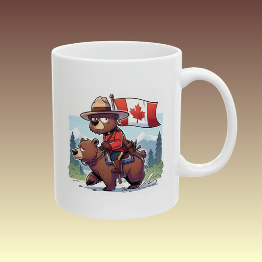 Cartoon Bear Canadian Mountie Coffee Mug - Coffee Purrfection