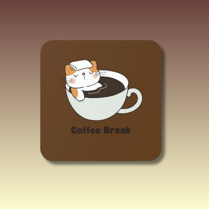 Cat Design Coffee Break Coaster - Coffee Purrfection