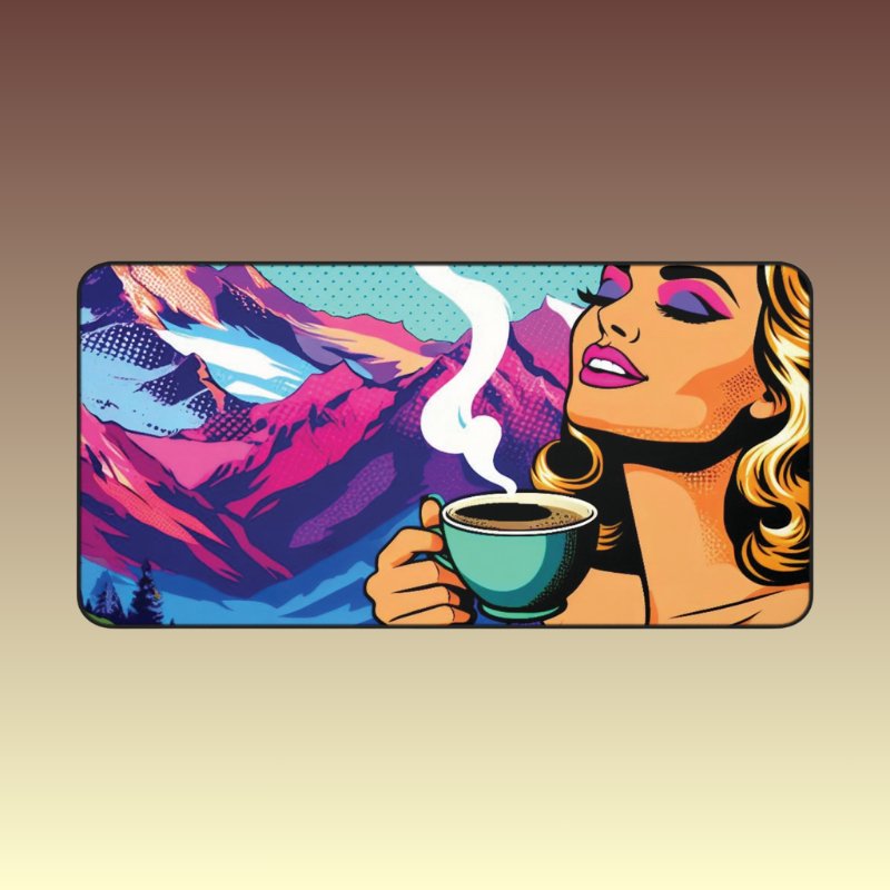 Coffee in the Mountains Desk Mat - Coffee Purrfection