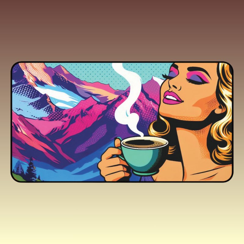Coffee in the Mountains Desk Mat - Coffee Purrfection