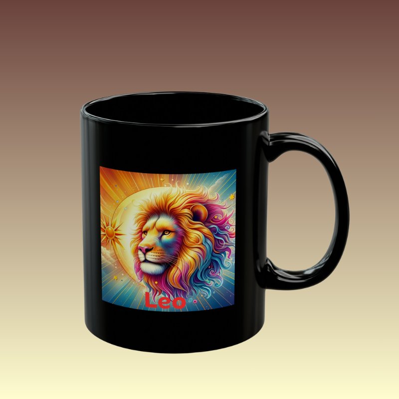 Leo The Lion Black Coffee Mug - Coffee Purrfection