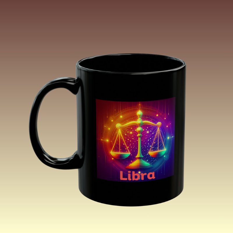 Libra Scales Black Coffee Mug - Coffee Purrfection