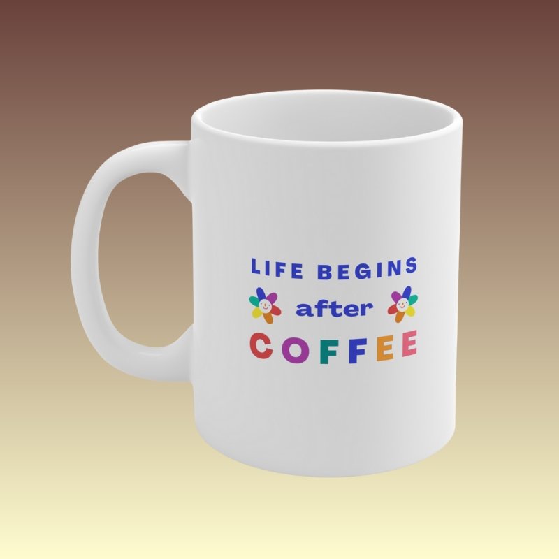 Life Begins After Coffee Mug - Coffee Purrfection