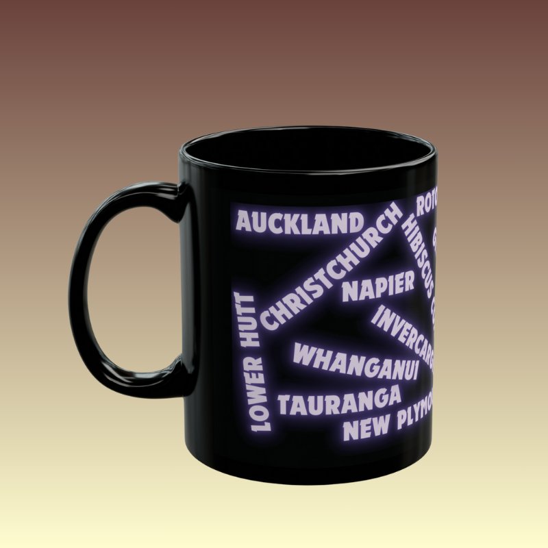New Zealand Places Black Coffee Mug - Coffee Purrfection