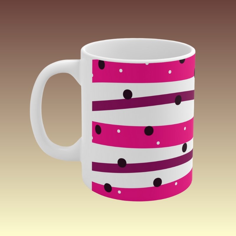 Pink Dots And Squiggles Mug - Coffee Purrfection