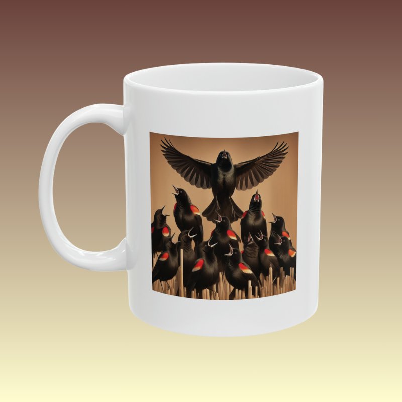 Red-winged Blackbird Choir Coffee Mug - Coffee Purrfection
