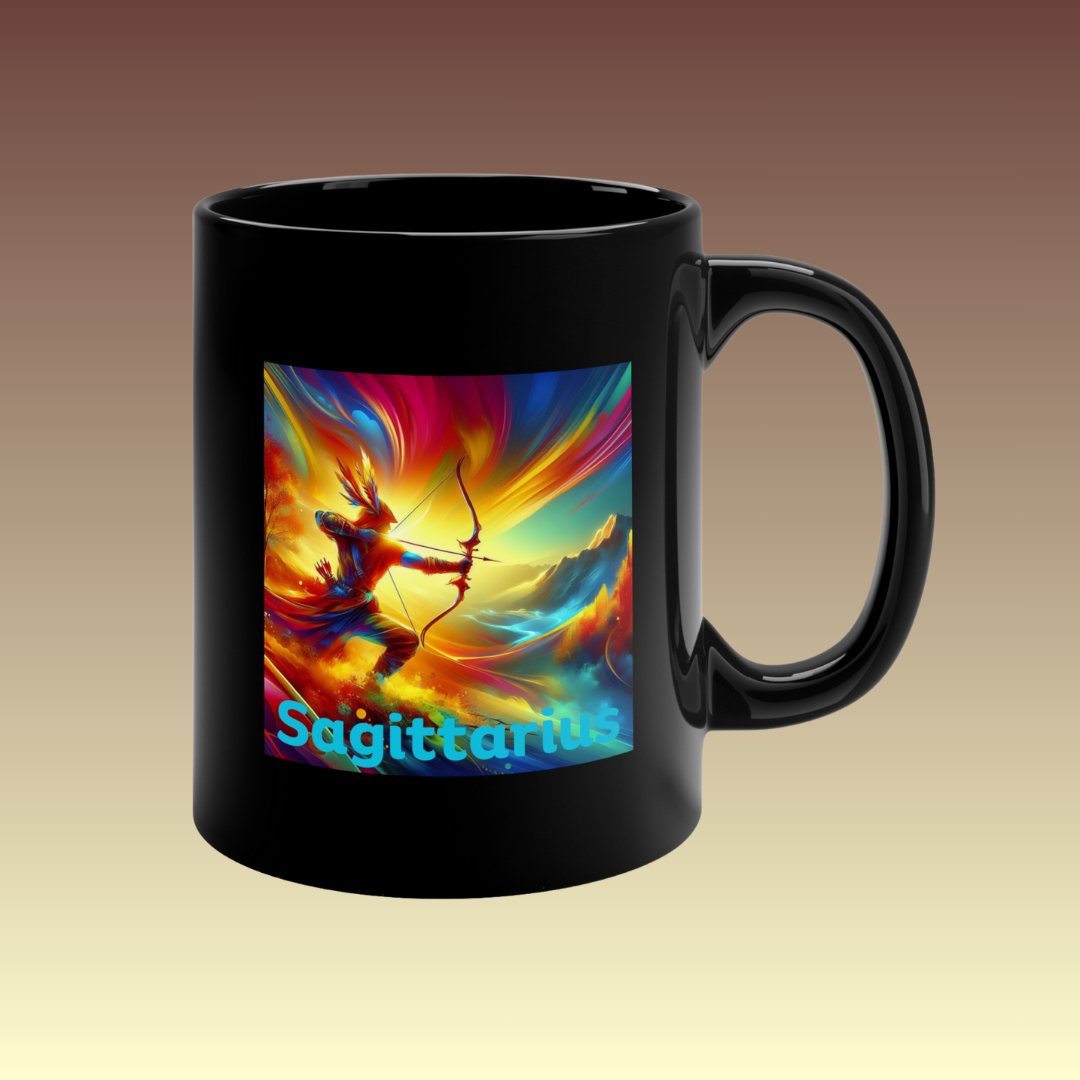 Sagittarius The Adventurer Black Coffee Mug - Coffee Purrfection