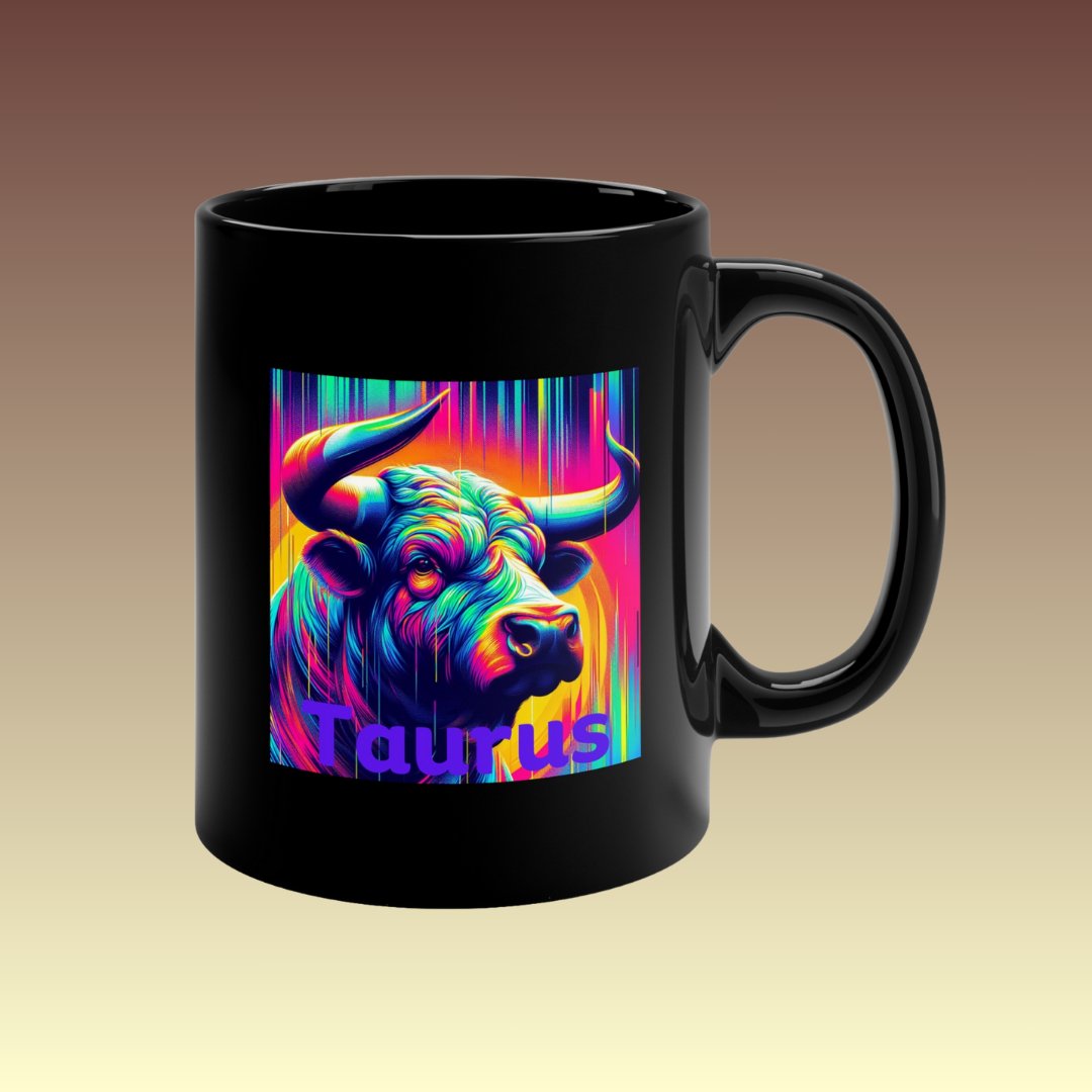 Taurus The Bull Black Coffee Mug - Coffee Purrfection