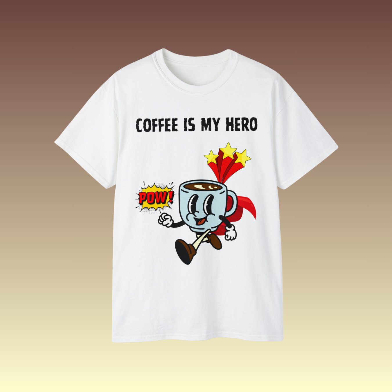 Unisex Coffee Is My Hero Cotton Tee - Coffee Purrfection